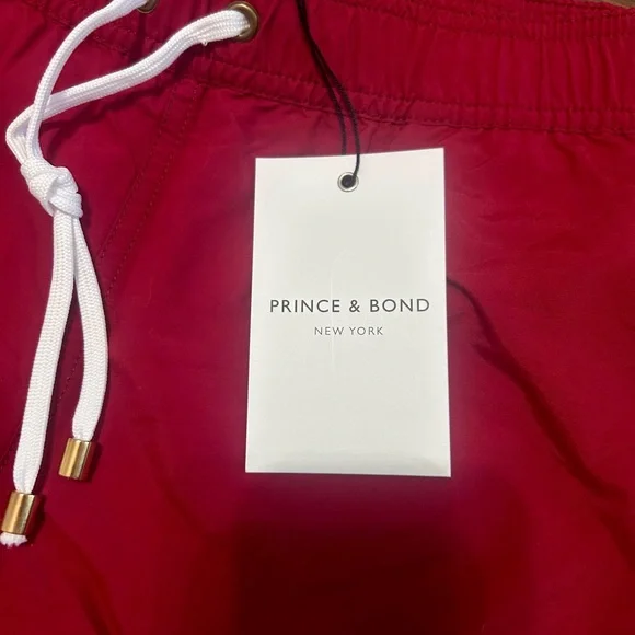 NWT Prince and Bond Men's Red Swim Shorts Trunks size 36 - Picture 3 of 6